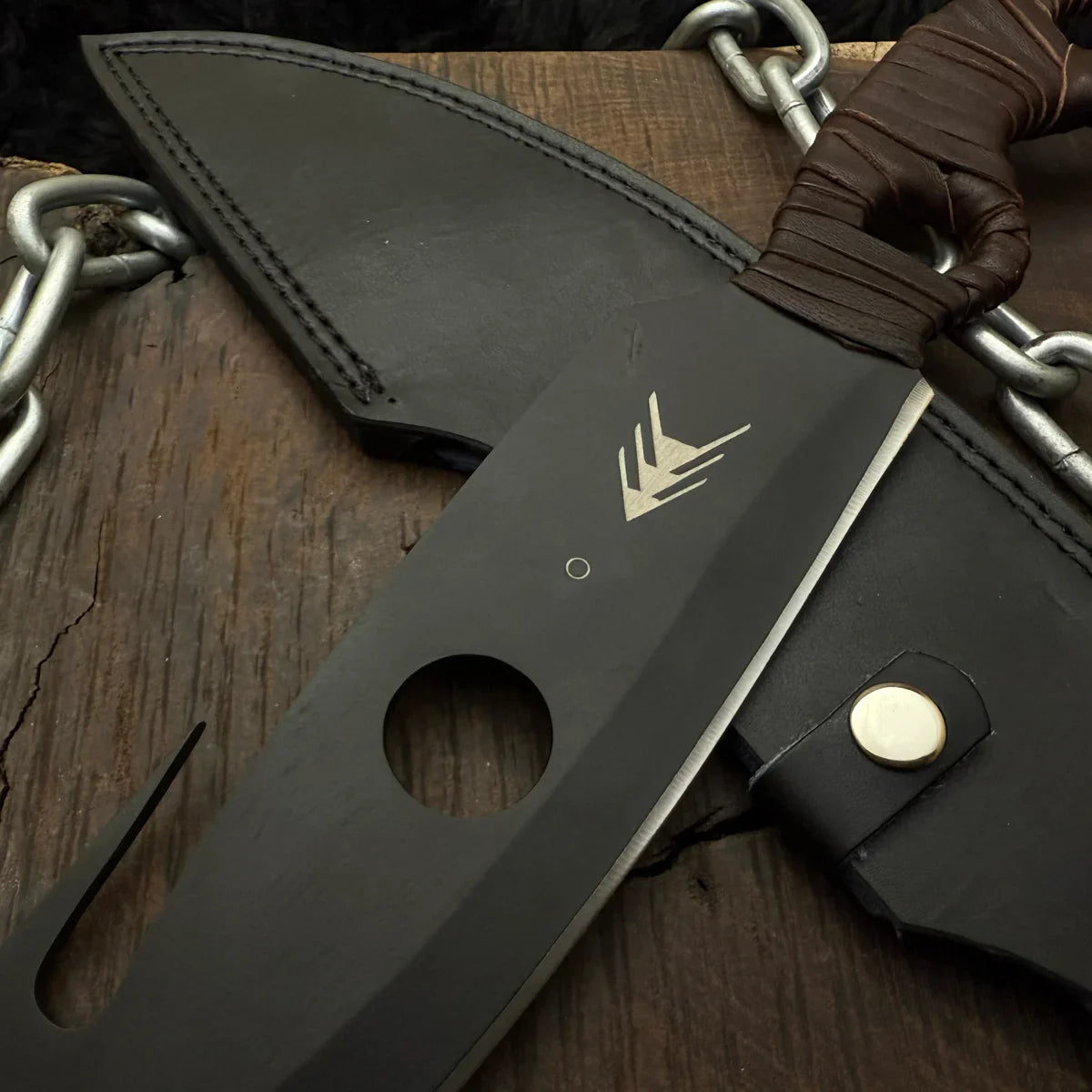 Handmade Destiny 2 (Black) Gun Slinger Replica Knife with Leather Sheath - Vortex Blades