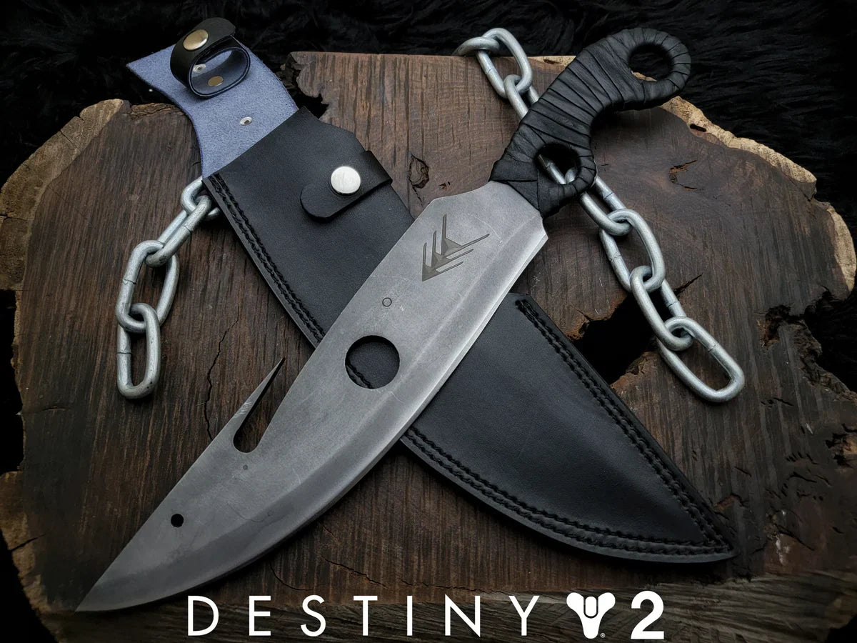 Handmade Destiny 2 Gun Slinger Replica Knife with Leather Sheath - Vortex Blades