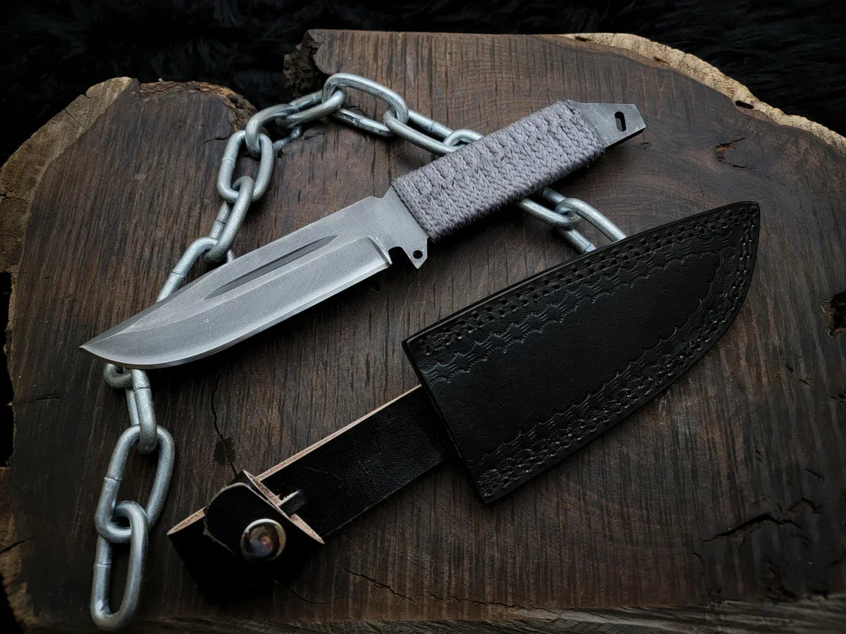 Handmade Resident Evil Biohazard Full Tang Replica Knife with Leather Sheath - Vortex Blades