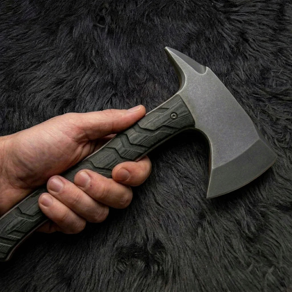 Exclusive Handmade Resident Evil Requiem Hunk's Axe with Leather Sheath - Vortex Blades