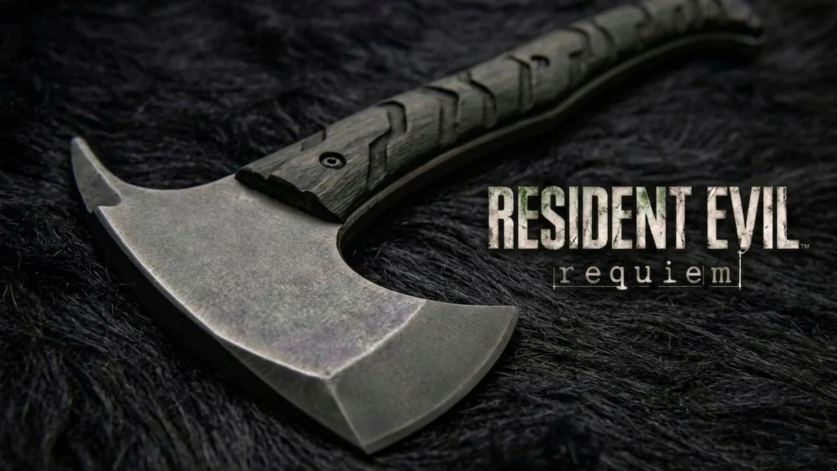 Exclusive Handmade Resident Evil Requiem Hunk's Axe with Leather Sheath - Vortex Blades