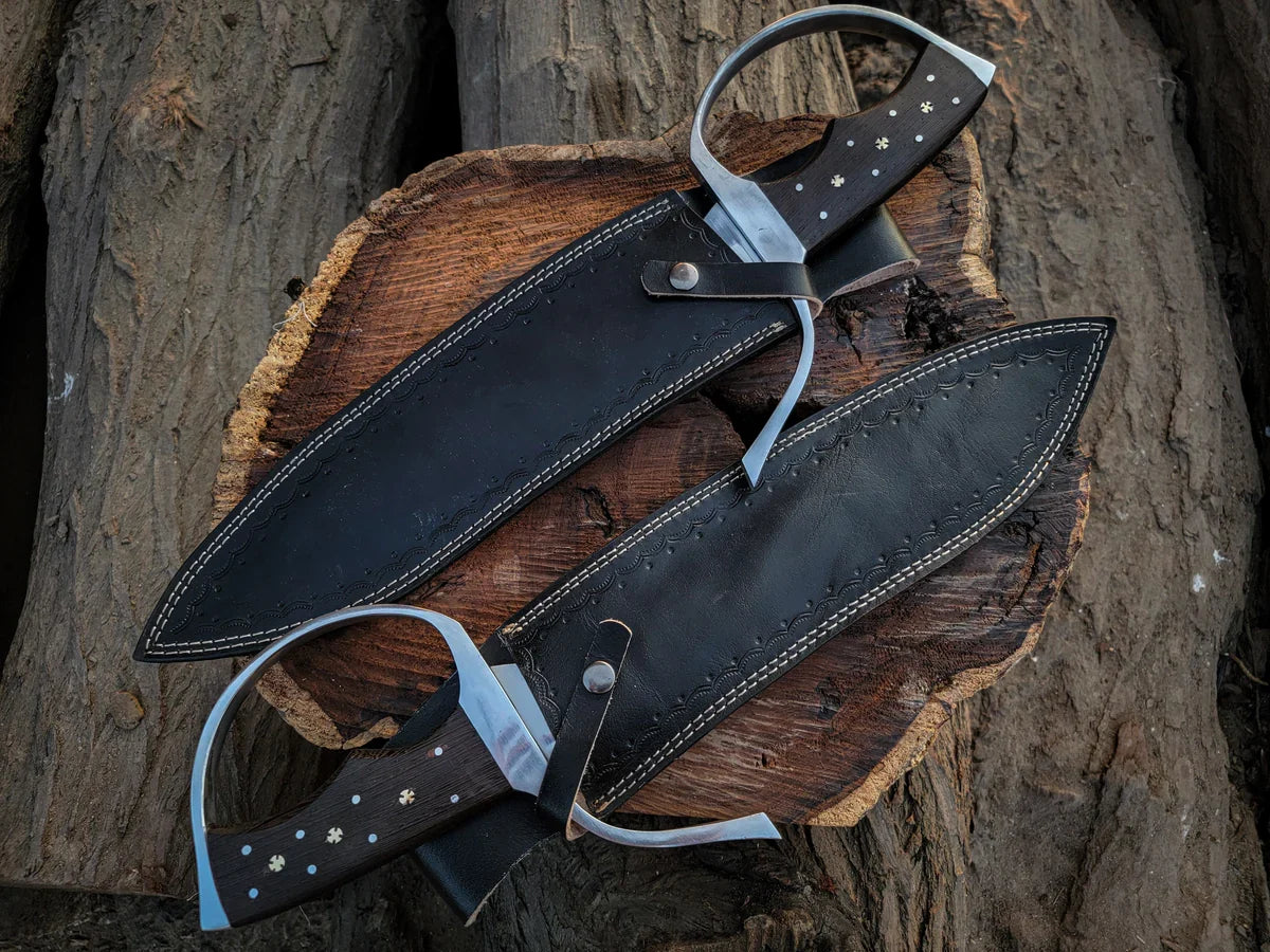 Handmade Wingchun Replica Butterfly Swords With Leather Sheath - Vortex Blades