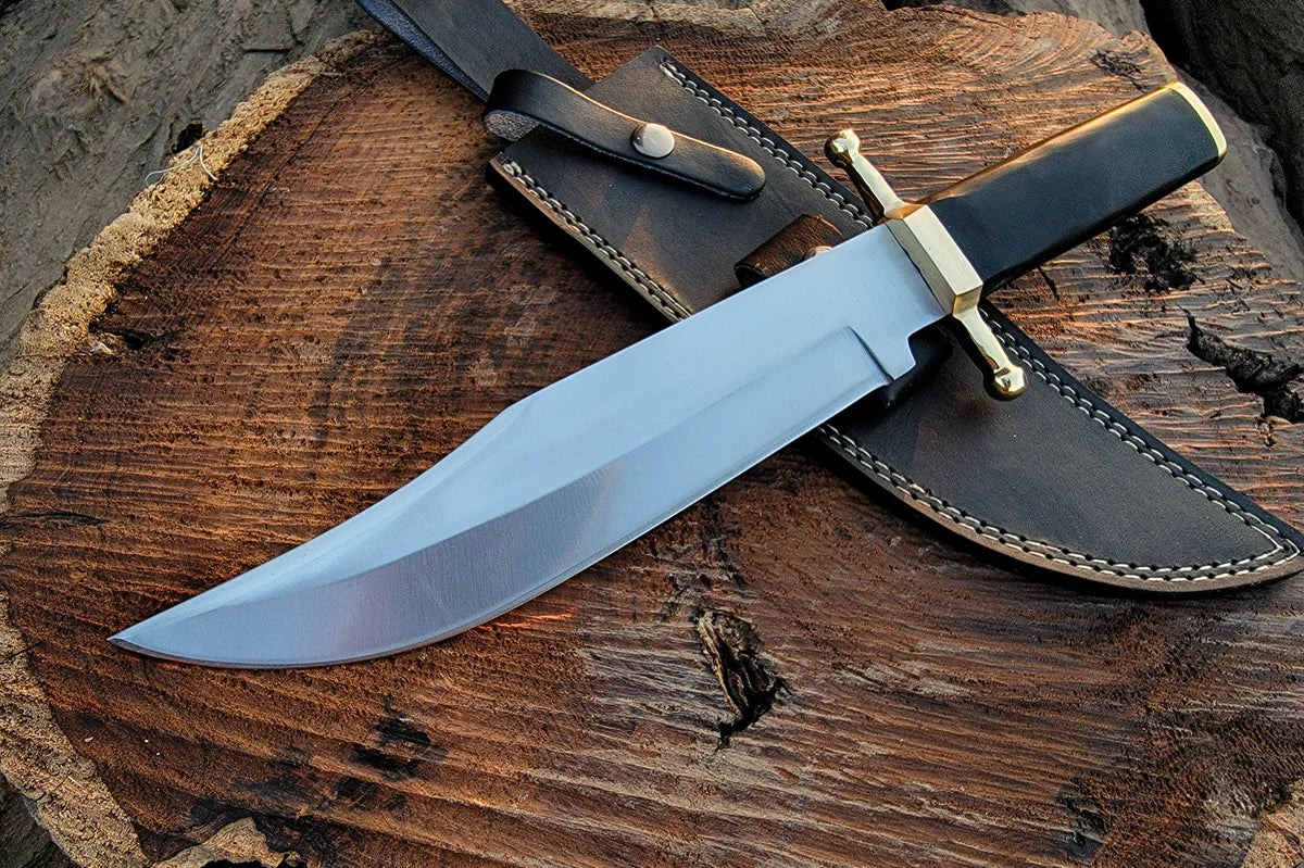 Custom Handmade Vintage Bowie Knife: Smithsonian Replica in D2 Steel with Buffalo Horn Handle - Vortex Blades
