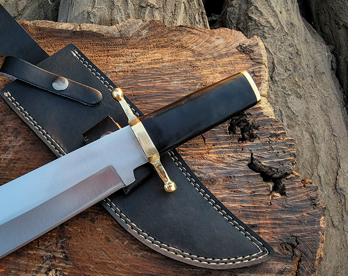 Custom Handmade Vintage Bowie Knife: Smithsonian Replica in D2 Steel with Buffalo Horn Handle - Vortex Blades
