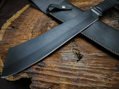 Rambo IV Gil Hibben Replica Handmade Black Machete With Leather Sheath - Vortex Blades
