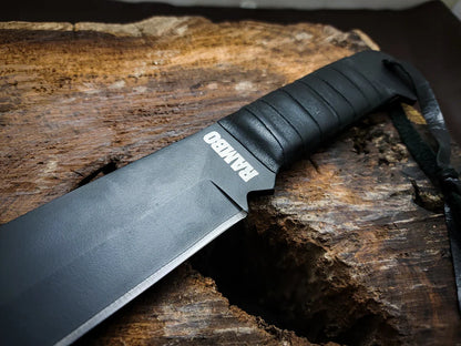 Rambo IV Gil Hibben Replica Handmade Black Machete With Leather Sheath - Vortex Blades