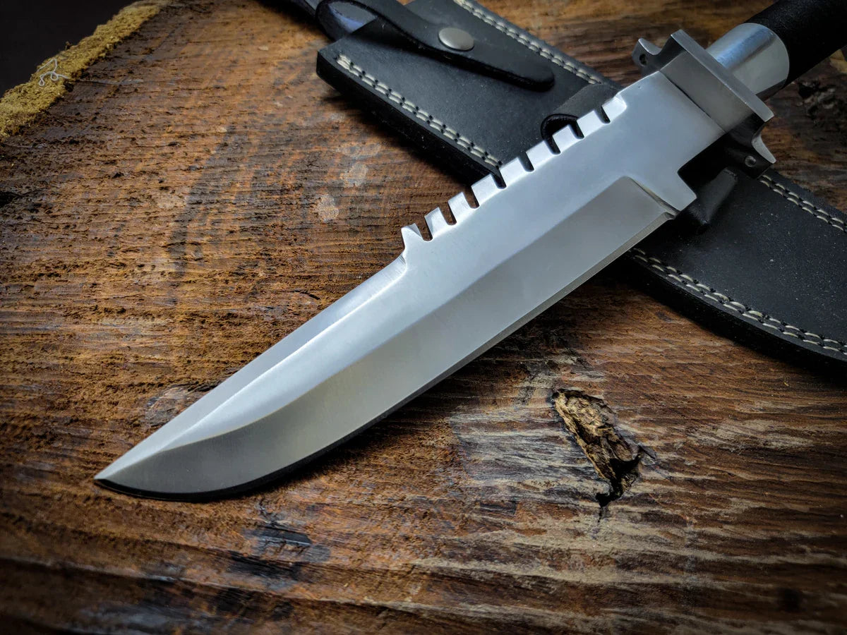 Handmade Commando Replica Bowie Knife with Leather Sheath - Vortex Blades