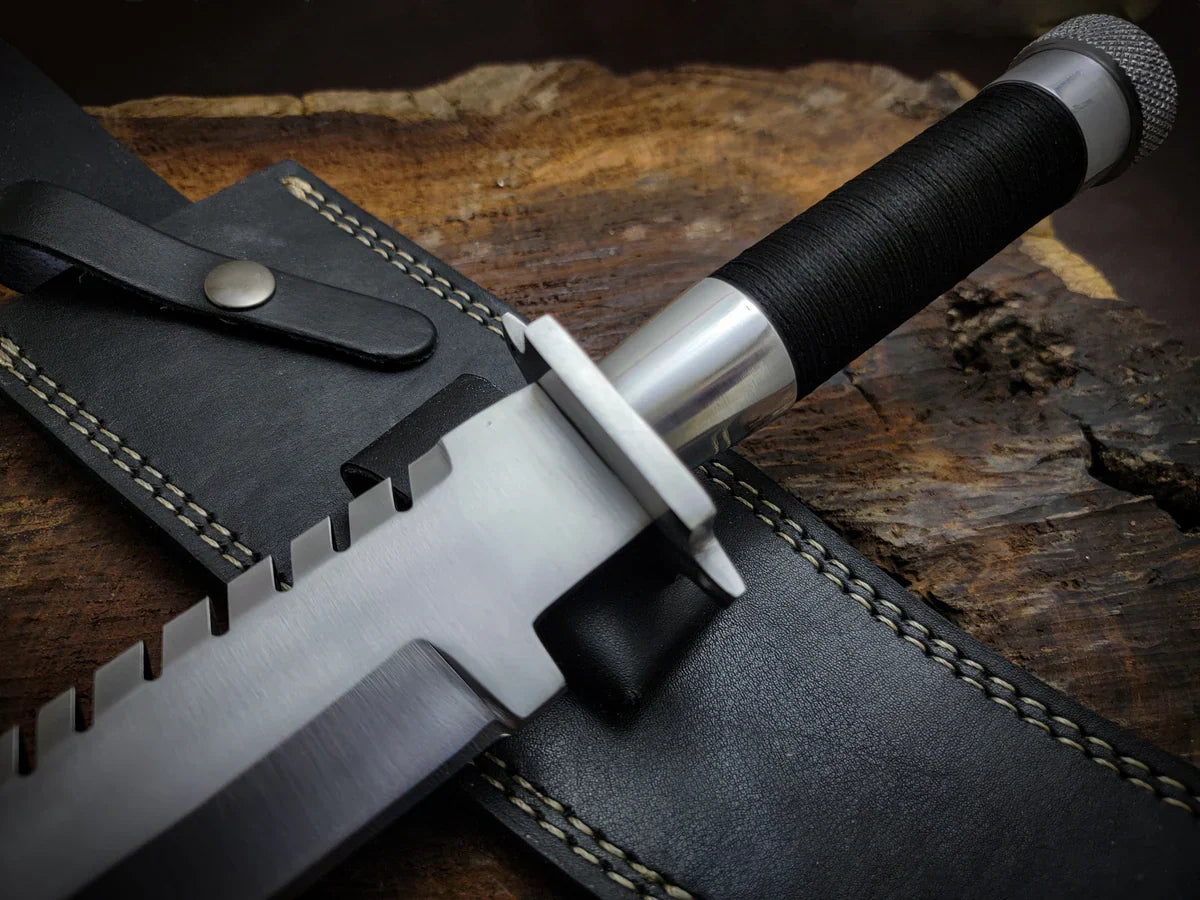 Handmade Commando Replica Bowie Knife with Leather Sheath - Vortex Blades