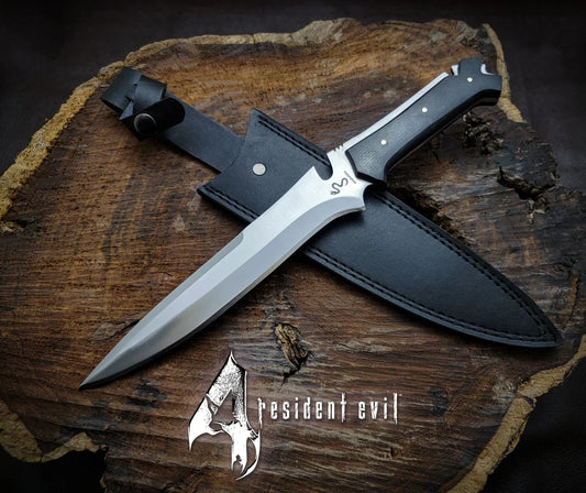 Resident Evil Jack Krauser Replica Knife with Premium Leather Sheath - Vortex Blades