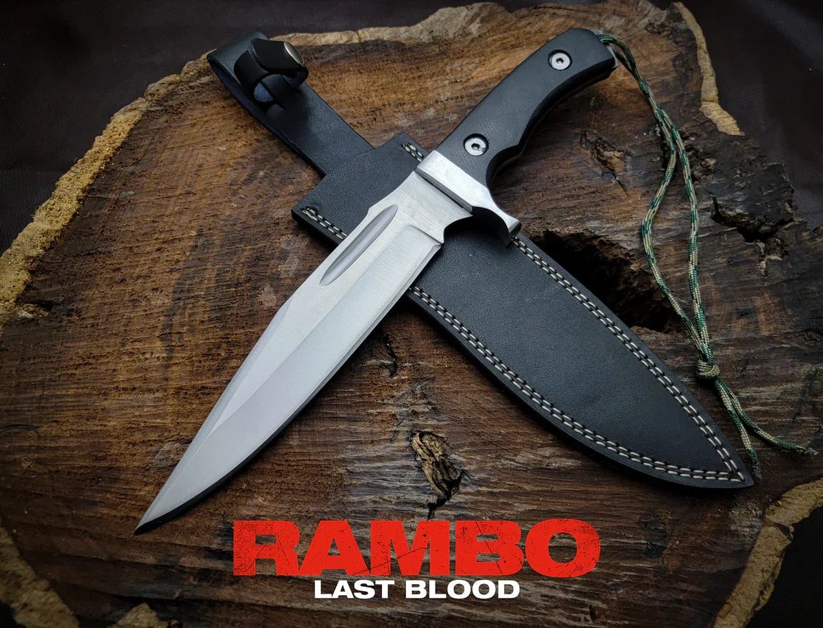 RAMBO V Replica Bowie Knife with Leather Sheath - Vortex Blades