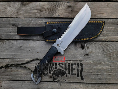 Custom Handmade Punisher M4X Replica Knife with Leather Sheath - Vortex Blades
