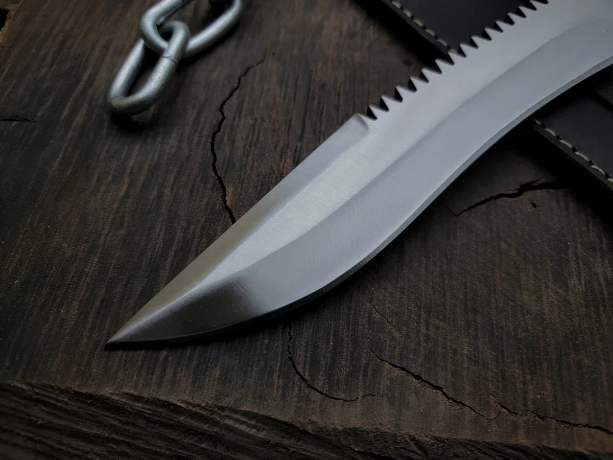 Handmade Resident Evil 1 Replica Knife with Leather Sheath - Vortex Blades