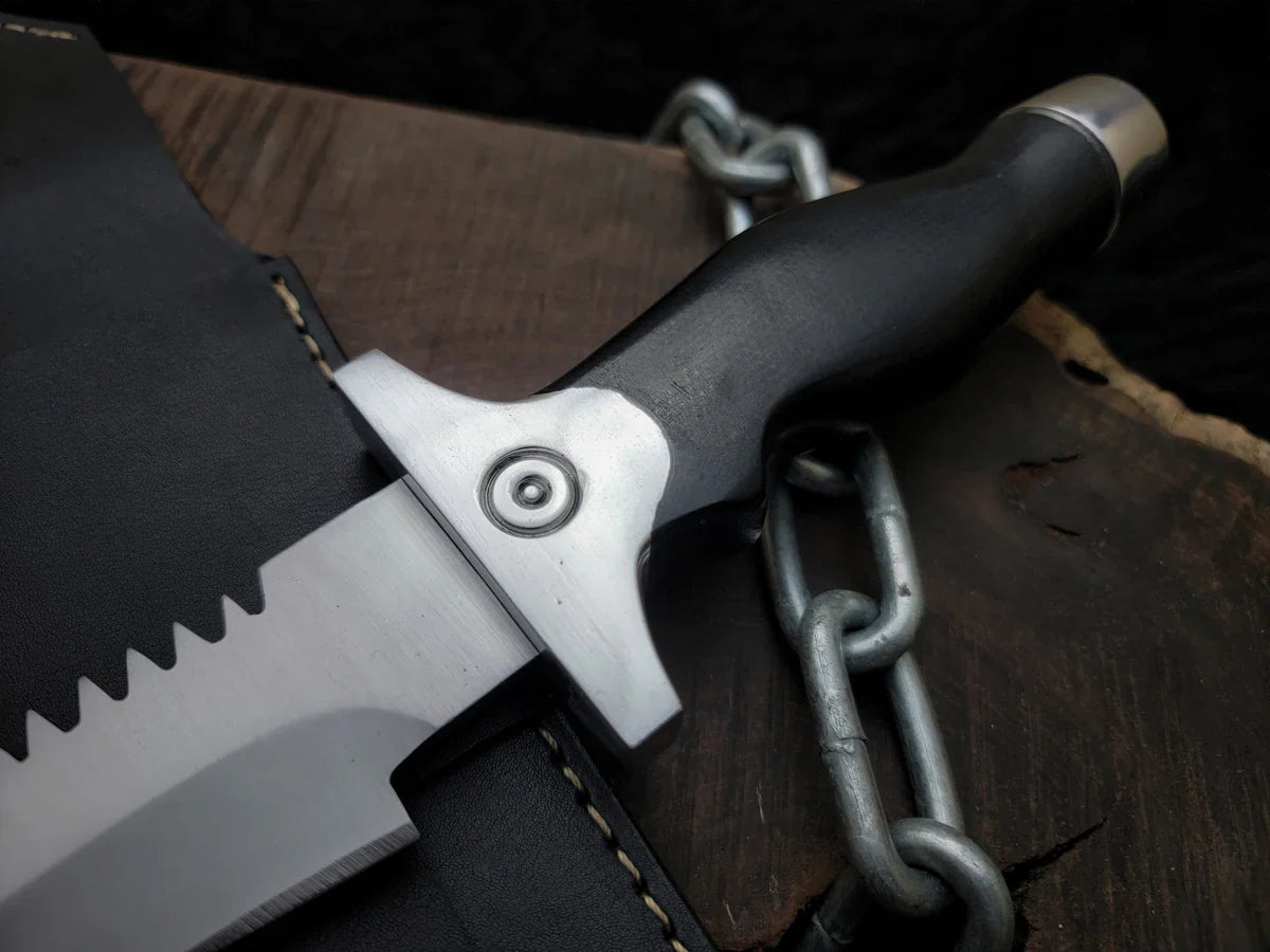 Handmade Resident Evil 1 Replica Knife with Leather Sheath - Vortex Blades