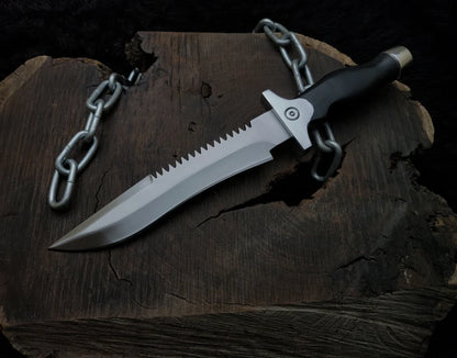 Handmade Resident Evil 1 Replica Knife with Leather Sheath - Vortex Blades