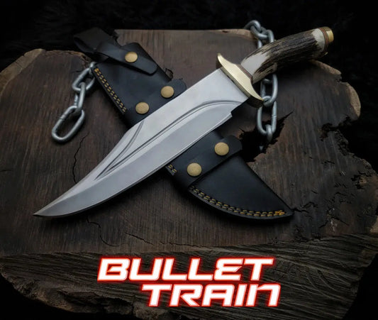Brad Pitt Movie Bullet Train The Wolf's Replica Knife with Leather Sheath - Vortex Blades