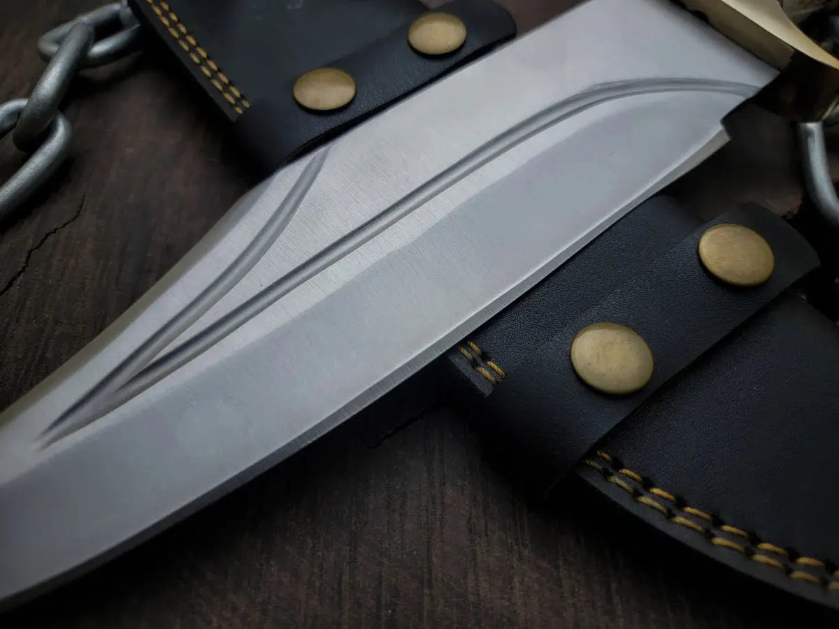 Brad Pitt Movie Bullet Train The Wolf's Replica Knife with Leather Sheath - Vortex Blades