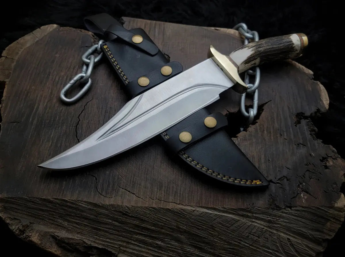 Brad Pitt Movie Bullet Train The Wolf's Replica Knife with Leather Sheath - Vortex Blades