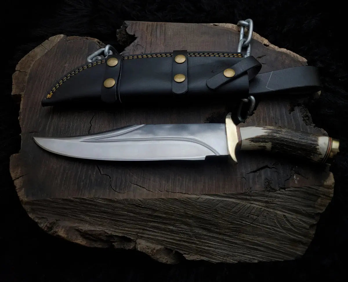 Brad Pitt Movie Bullet Train The Wolf's Replica Knife with Leather Sheath - Vortex Blades