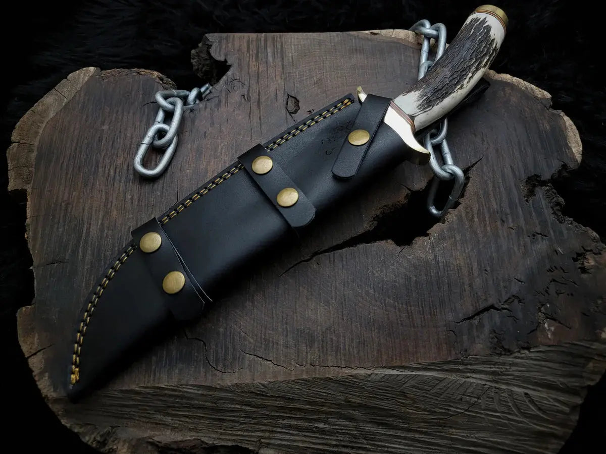 Brad Pitt Movie Bullet Train The Wolf's Replica Knife with Leather Sheath - Vortex Blades