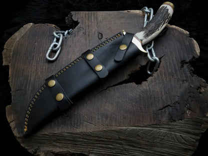 Brad Pitt Movie Bullet Train The Wolf's Replica Knife with Leather Sheath - Vortex Blades