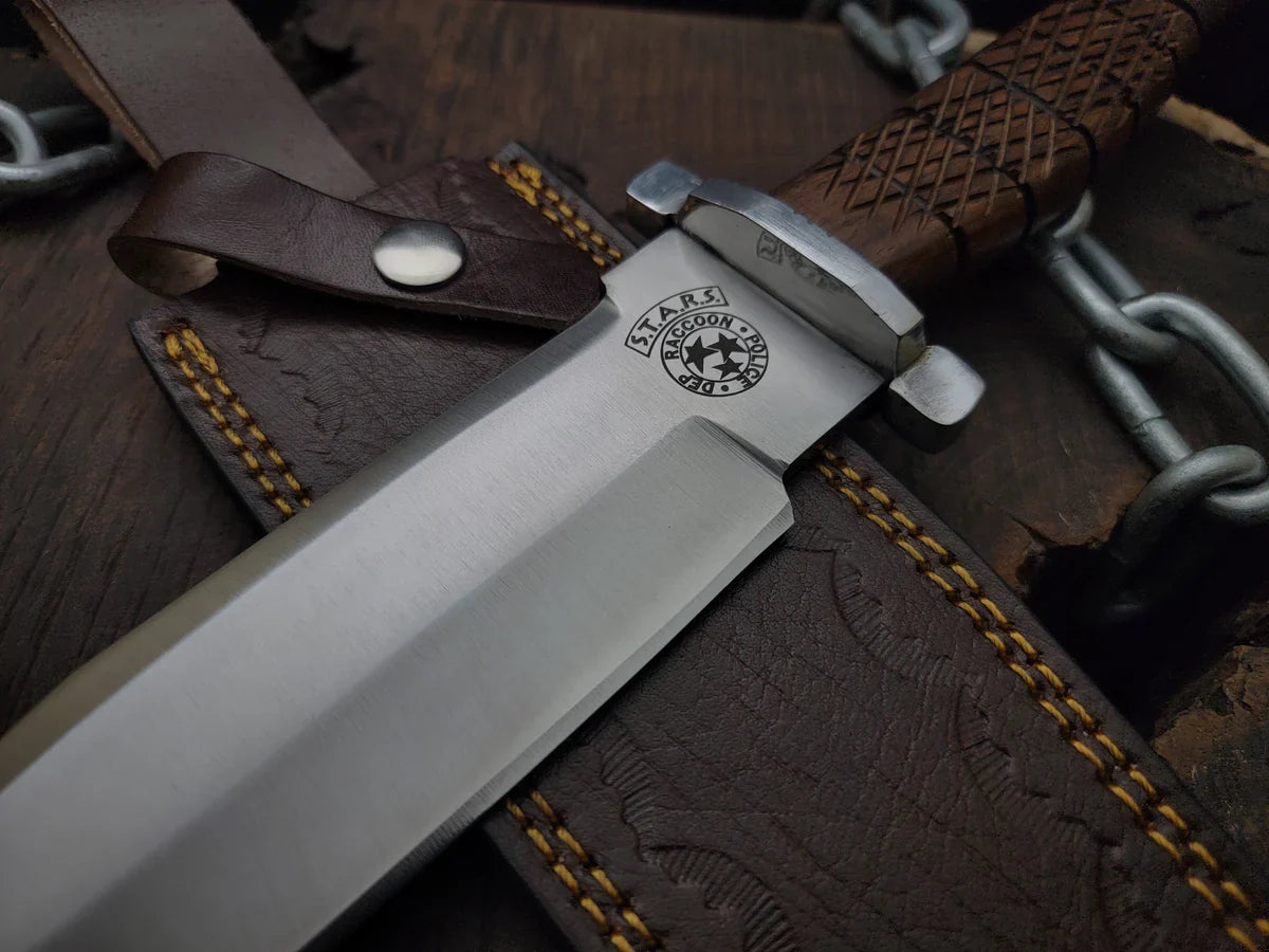 Resident Evil Raccoon City Police Replica Knife with Leather Sheath - Vortex Blades