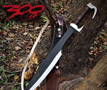 King Leonidas Spartan Sword Replica | 440c Stainless Steel, Leather Sheath