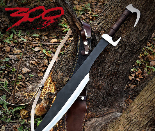 King Leonidas Spartan Sword Replica | 440c Stainless Steel, Leather Sheath