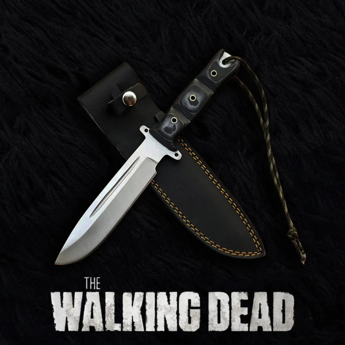 Custom Handmade The Walking Dead Daryl Dixon Replica Knife with Leather Sheath | Full Tang | Stainless Steel | G10 Micarta Handle - Vortex Blades