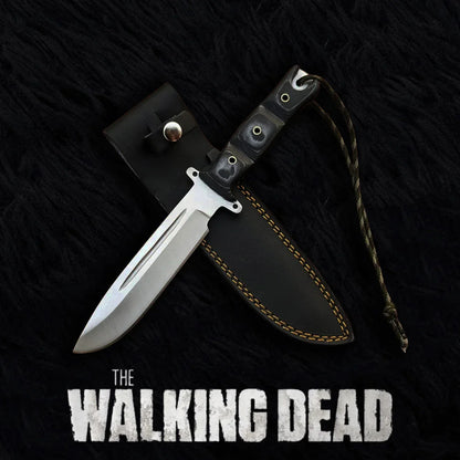 Custom Handmade The Walking Dead Daryl Dixon Replica Knife with Leather Sheath | Full Tang | Stainless Steel | G10 Micarta Handle - Vortex Blades
