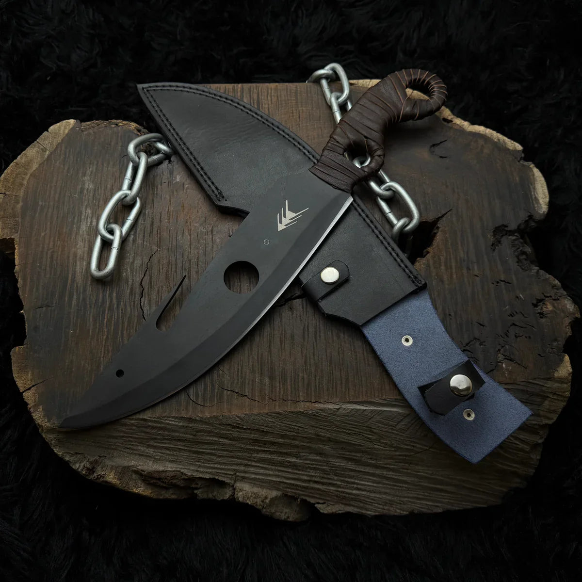 Handmade Destiny 2 (Black) Gun Slinger Replica Knife with Leather Sheath - Vortex Blades