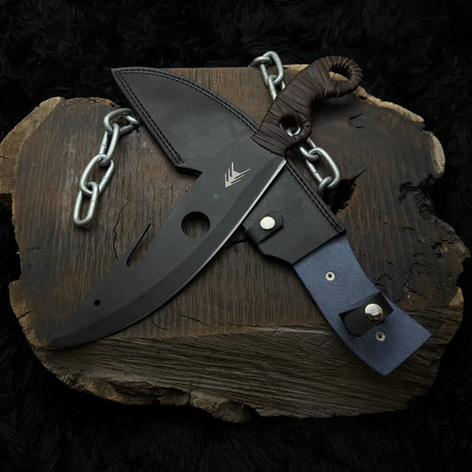 Handmade Destiny 2 (Black) Gun Slinger Replica Knife with Leather Sheath - Vortex Blades