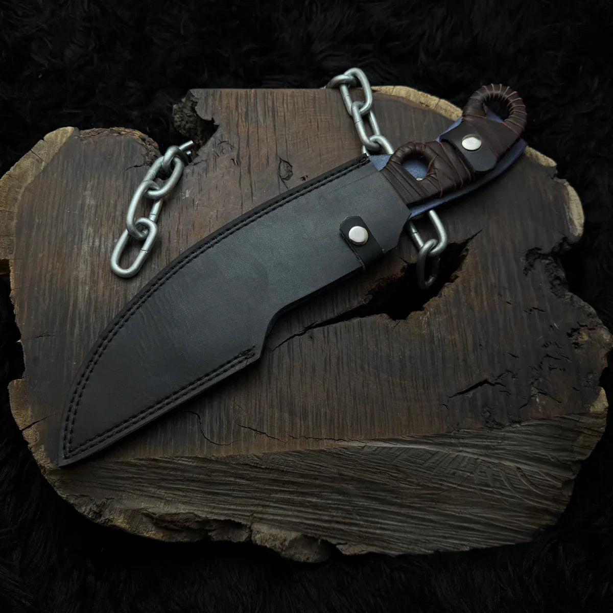 Handmade Destiny 2 (Black) Gun Slinger Replica Knife with Leather Sheath - Vortex Blades