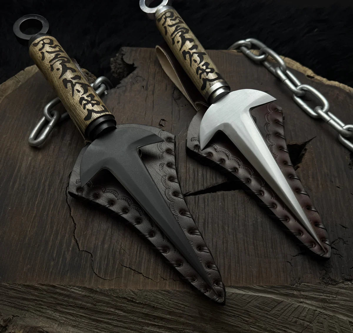 Naruto Shippuden: Handmade Custom Minato Kunai with Leather Sheath | Minato 4th Hokage | Yellow Flash Kunai - Vortex Blades