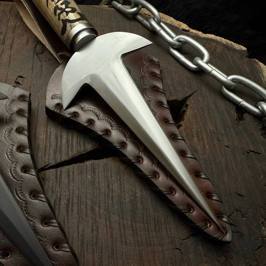 Naruto Shippuden: Handmade Custom Minato Kunai with Leather Sheath | Minato 4th Hokage | Yellow Flash Kunai - Vortex Blades