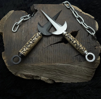 Naruto Shippuden: Handmade Custom Minato Kunai with Leather Sheath | Minato 4th Hokage | Yellow Flash Kunai - Vortex Blades