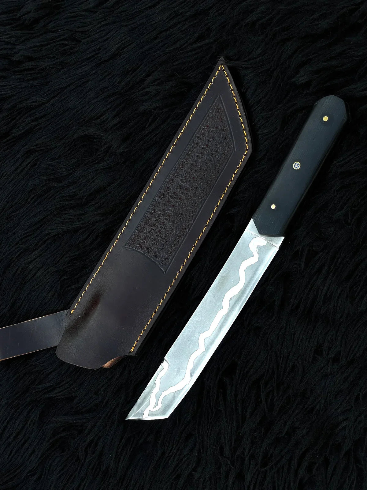 Handmade Premium Samurai Tanto with Leather Sheath - Vortex Blades
