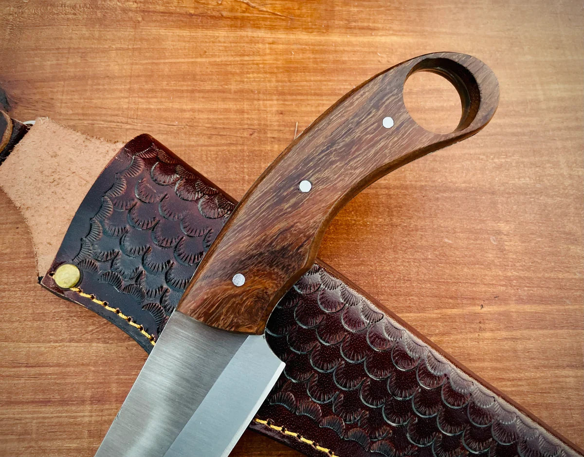 Custom Handmade Chef Fillet Knife with Leather Sheath - Vortex Blades