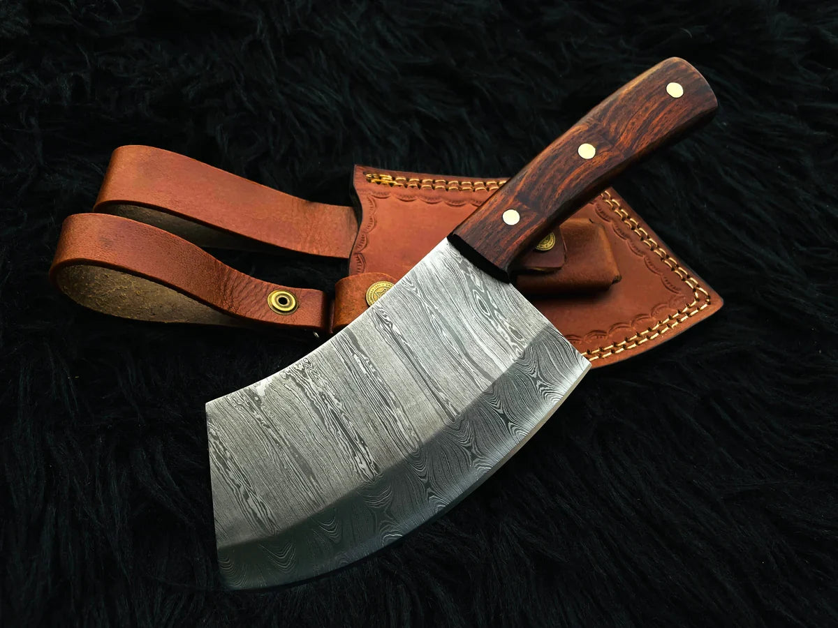 Custom Handmade Damascus Steel Chef Cleaver - Vortex Blades
