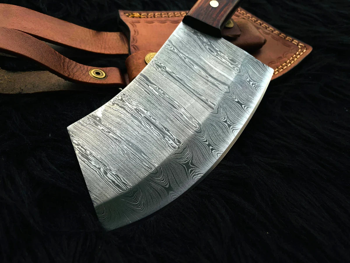 Custom Handmade Damascus Steel Chef Cleaver - Vortex Blades