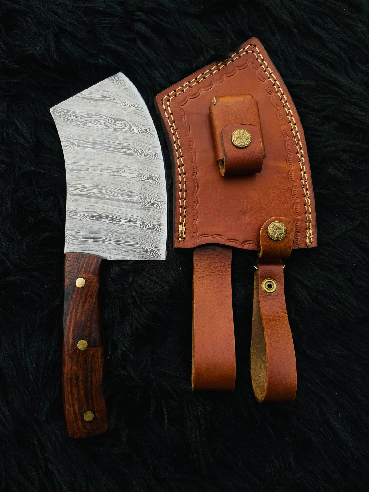 Custom Handmade Damascus Steel Chef Cleaver - Vortex Blades