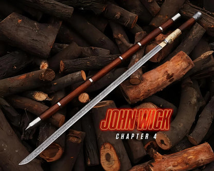 Handmade John Wick Chapter 4 Caine's Replica Sword with Premium Wooden Sheath - Vortex Blades