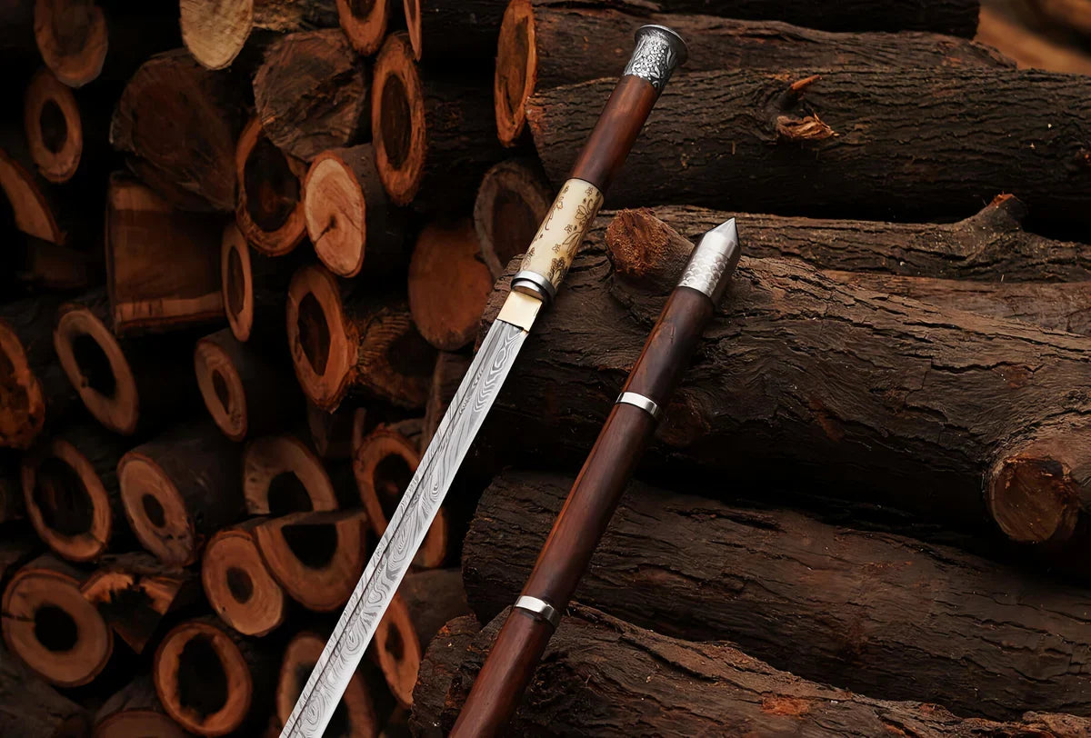 Handmade John Wick Chapter 4 Caine's Replica Sword with Premium Wooden Sheath - Vortex Blades
