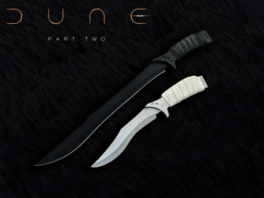 DUNE Part 2 Feyd Rautha Movie Replica Knives with Leather Sheath - Vortex Blades